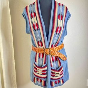 Chaps sweater vest tribal southwestern style blue sz 2X good condition